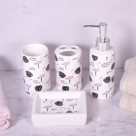 White Bath Set Ceramic 4Pcs
