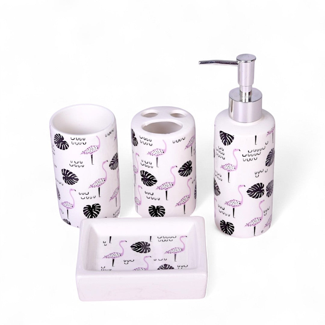 White Bath Set Ceramic 4Pcs