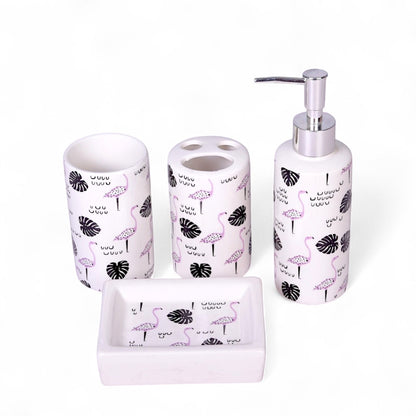 White Bath Set Ceramic 4Pcs