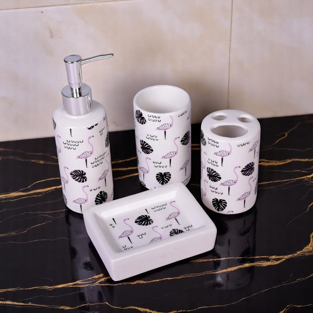 White Bath Set Ceramic 4Pcs