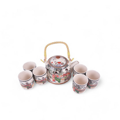 Ceramic Teapot Set of 6 Cups with Handle Tea Maker