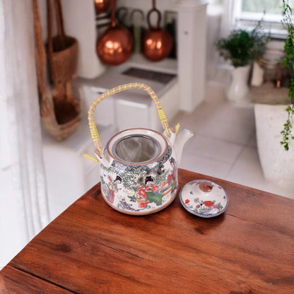 Ceramic Teapot Set of 6 Cups with Handle Tea Maker