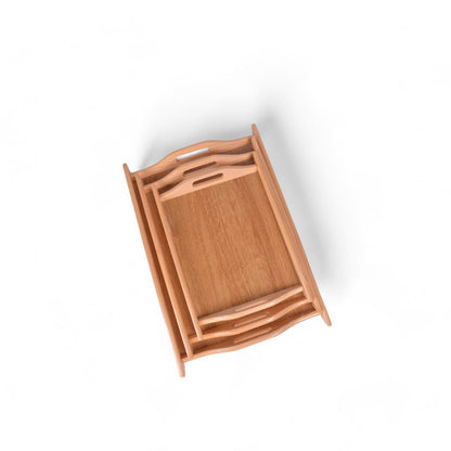 Wooden Serving Tray 3 Sizes Set With Handles