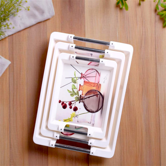 White Tray Set 3Pc