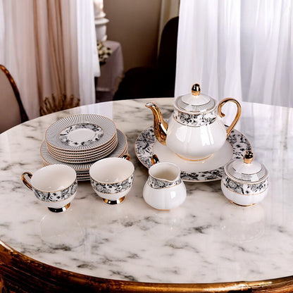 Ceramic Floral 24Pc Tea Set