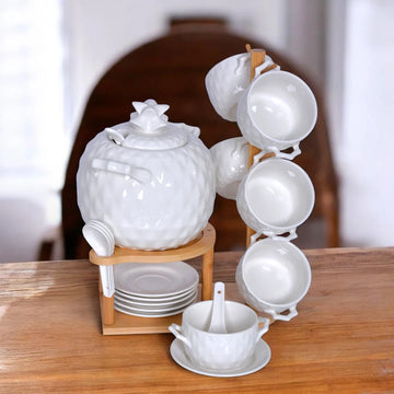 Elegant White Soup Serving Set