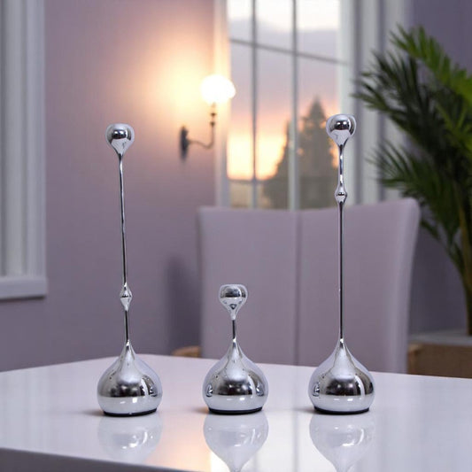 Silver Candle Stand Set 3Pc