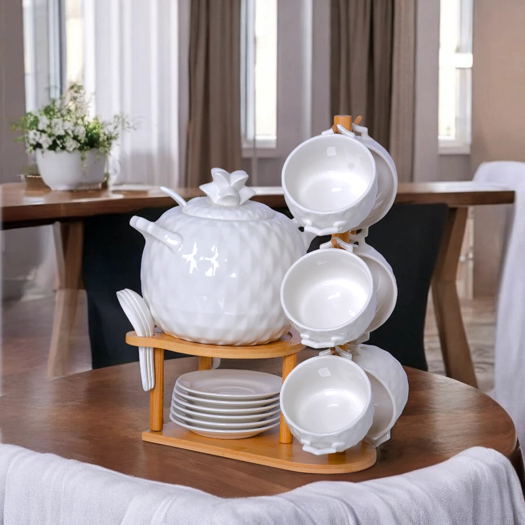 Elegant White Soup Serving Set