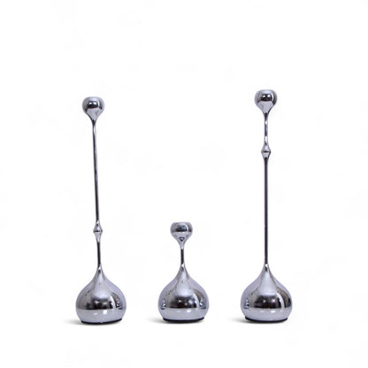 Silver Candle Stand Set 3Pc