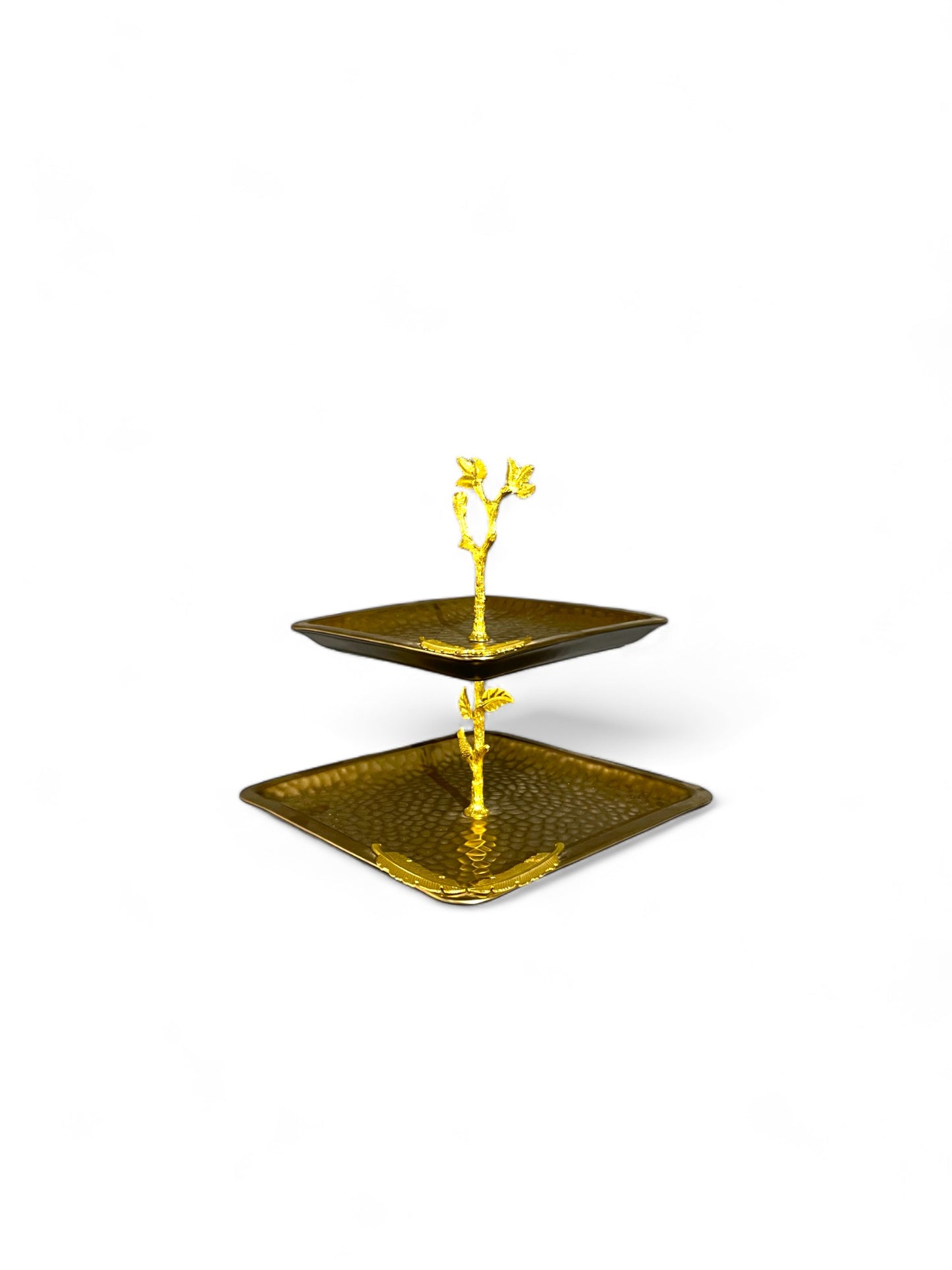 Golden Metallic 2 Tier Serving Trays