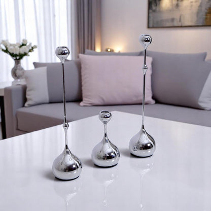 Silver Candle Stand Set 3Pc