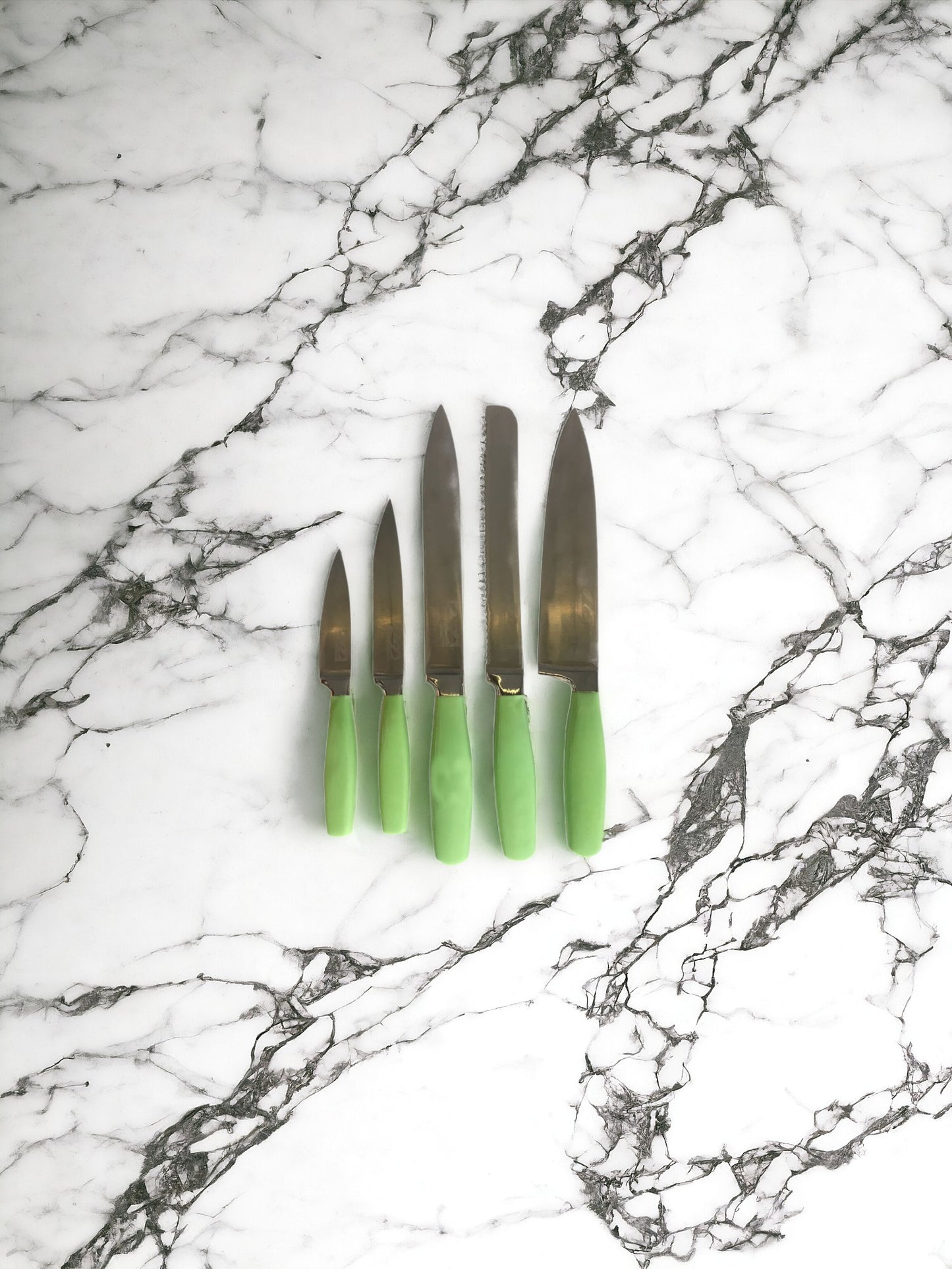 Green Handle Ultra Sharp Stainless Steel Kitchen Knives