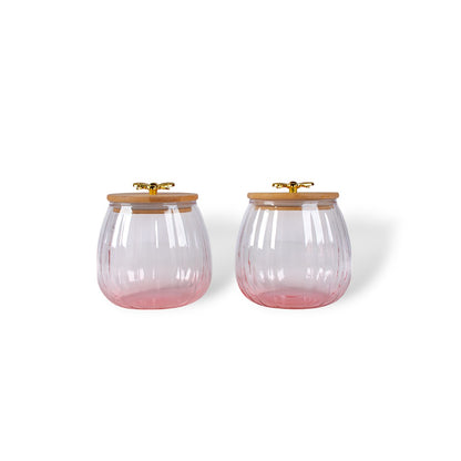 Clear Air tight Color Jars Set With Woodend Lids