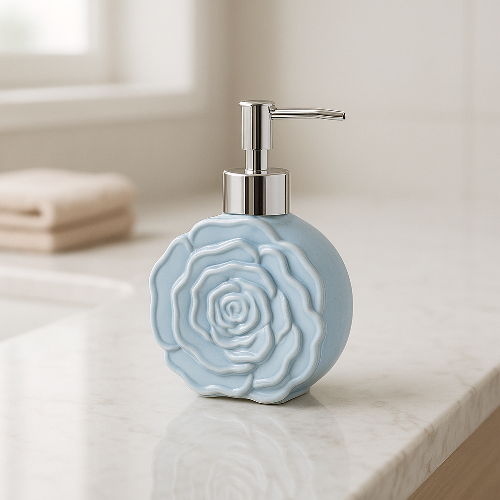 Sky Blue Flower Soap Dispenser
