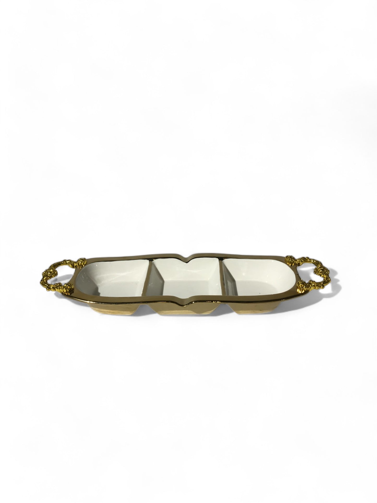 Oval Ceramic Serving Tray With Partitions Dry Fruit Plate