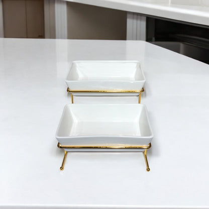 2 tier Serving platter With Golden Stand