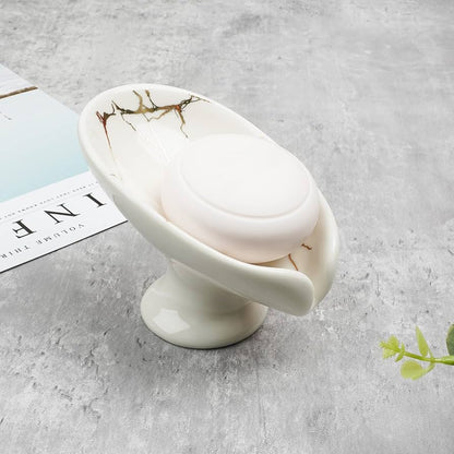 Ceramic Drain Soap Holder Leaf Shape|Bathroom Accessories