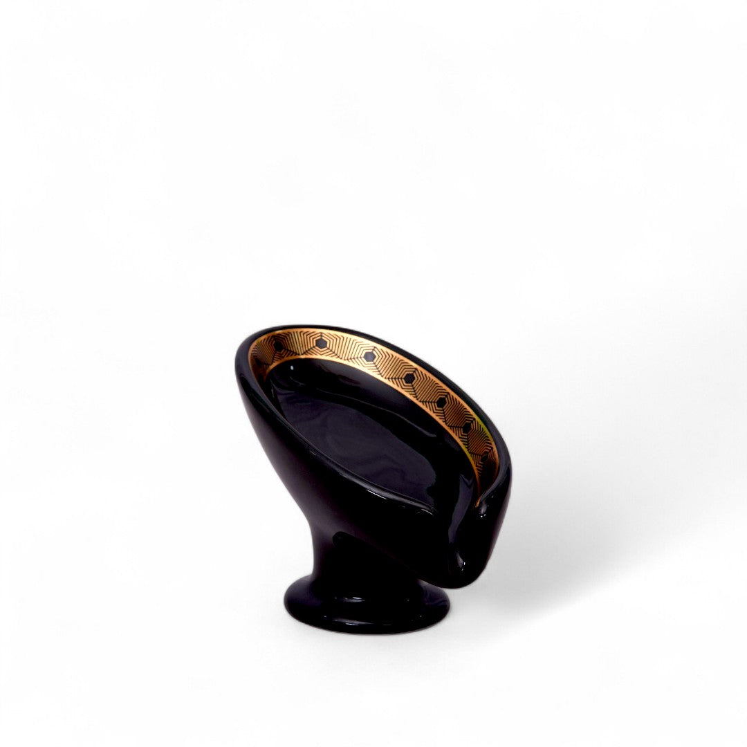 Black & Golden Ceramic Soap Dish