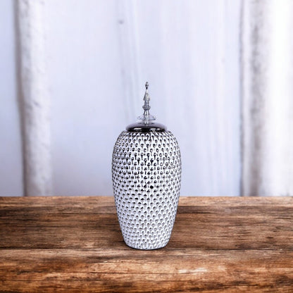 White & Silver Vase Large