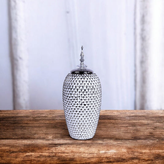 White & Silver Vase Large
