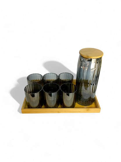 Water set with wooden tray