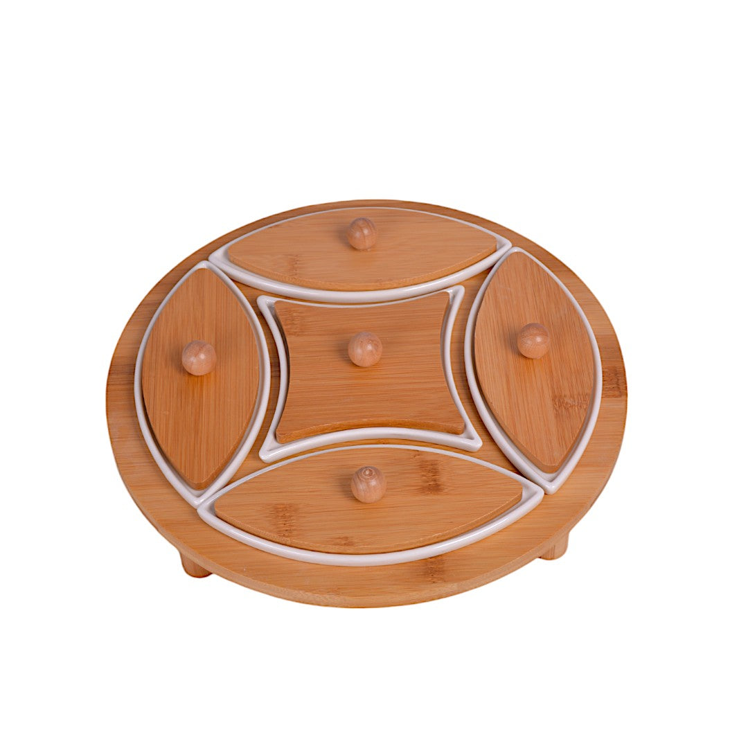 Ceramic Dried Fruit Tray with Wooden Lid