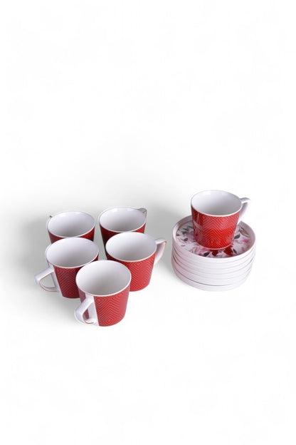 MK54 Cup & Saucer Set Glowing Red (6pcs Set) Red