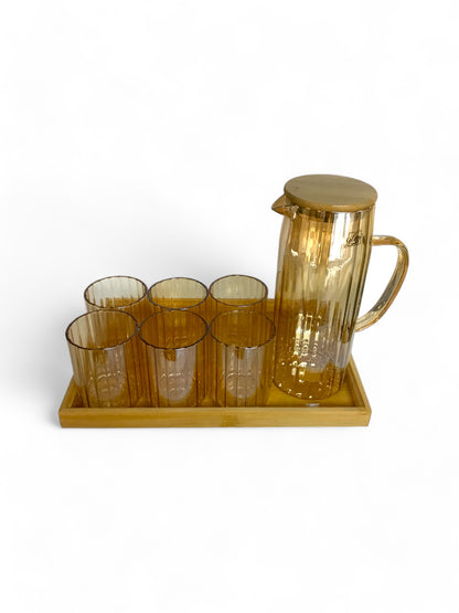 Water Set With Wooden Tray